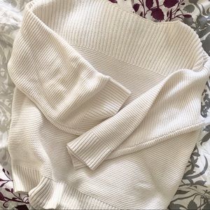 Oversized white knit sweater